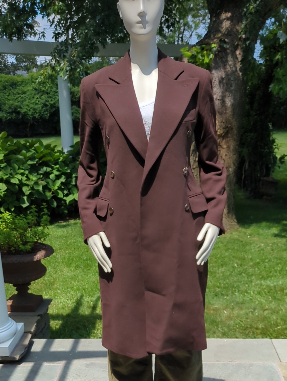 Joseph Brown Double-Breasted Long Trench Coat